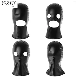 Party Supplies Unisex Latex Hood Mask Shiny Metallic Open Mouth Hole Headgear Headpiece Full Face Role Play Costume