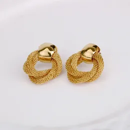 Dangle Earrings Gold Colour Studs For Women Zinc Alloy Fashion Jewellery Ladies Accessories Elegant Party Ear Rings CN(Origin)
