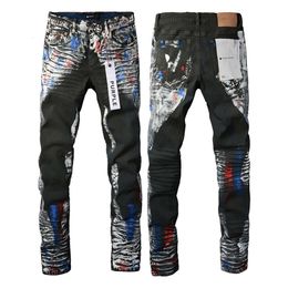 purple jeans designer jeans for mens Straight Skinny Pants jeans baggy denim european jean hombre mens pants trousers biker embroidery ripped for trend 29-40 J9011