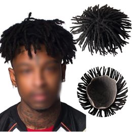 European Virgin Human Hair Systems Black Color Bowl Cut Dreadlocks Toupee 8x10 Full Lace Unit for Black Men