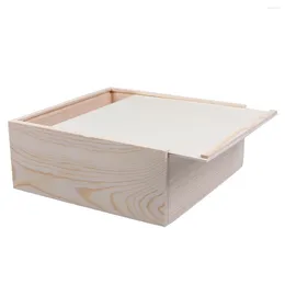 Jewellery Pouches Wood Gift Box With Sliding Unfinished Storage Case Container For DIY Craft Christmas Wedding