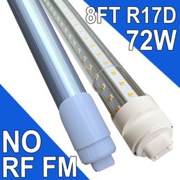 R17D/HO 8FT LED Bulbs, V Shaped Clear Cover 72W 6500K Cold White T8 8FT LED Tube Light with R17D Rotatable Base, 8FT R17D Shop Warehouse Workshop Garage usastock