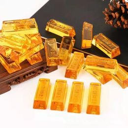 Decorative Figurines Chinese Style Citrine Gold Bar Wealth Feng Shui Car Mascot Paperweight Ornament Supplies Collection Craft Amulet Charm