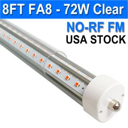 8FT LED Bulbs, 72W 7200LM Super Bright, 6500K Daylight, FA8 Single Pin Light Tube Ballast Bypass, T8 T10 T12 Fluorescent Light Bulbs Replacement usastock