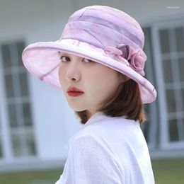 Wide Brim Hats Silk Sunscreen Hat Women's Summer Sunshade UV Protection Sun 2024 Versatile Fisherman Women