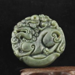 Pendants Old China Natural hetian Jade Hand Carved dragon pendant d5