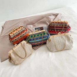 Waist Bags Foufurieux Vintage Fashion Striped Bohemian Hand Shell Bag Chain Women Shoulder 2024 Women's Handbags Purses
