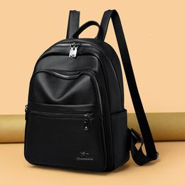 Women Large Capacity black Backpacks High Quality Leather Female Luxury Brand Shoulder Bag Leisure Travel Bagpack Ladies Bookbag 240119