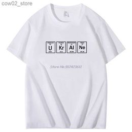 Men's T-Shirts Elements Periodic Table Ukraine Letter Print Funny graphic t shirts Summer Harajuku Cotton short sleeve t-shirt Mens clothing Q240201