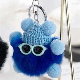 Keychains Fluffy Ball Keychain For Woman And Girl Pendant School Bag Car Decorations Year's Gift Novelty