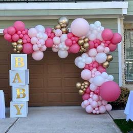 169pcs Pink Rose Red Balloon Garland Arch Kit Chrome Metallic Gold Globos Wedding Birthday Party Decorations baby Shower X0726348i