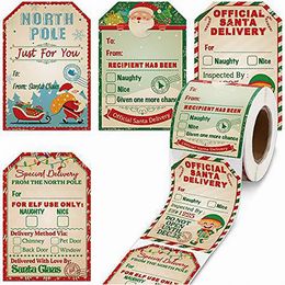 Gift Wrap 200pcs Merry Christmas Tags Santa Claus Labels Stickers Holiday Decoration "To From" From Cards Present Decor