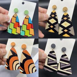 Dangle Earrings Bohemia Cut Wood Print Teardrop Triangle Geometric Statement African For Women Ethnic Jewellery Wholesale