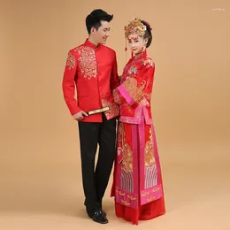 Ethnic Clothing Chinese Wedding Clothes Red Man Tunic Costume Long Sleeve Traditional Male Folk Top 18