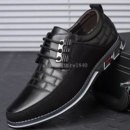 Men Casual Shoes Fashion Brand Classic Casual Men Pu Leather Shoes Black Breathable Business Lace-Up Men Shoes Big Size