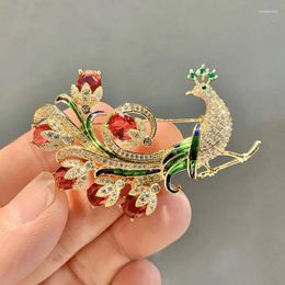 Brooches Fashion Peacock Open Screen Pin Brooch Accessories Coat For Women Enamel