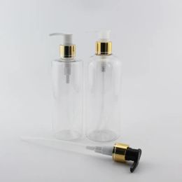 Storage Bottles & Jars Gold Aluminum Lotion Pump 300ml / 400ml X 12 Transparent Cosmetic Container For Liquid Soap Shower Gel Body Cream LL