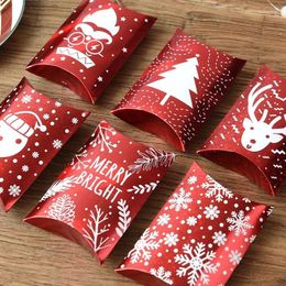 Gift Wrap Red Bronzing Elk Santa Candy Boxes Xmas Tree Guests Packaging Box Bag Party Favors Kids Decor Pillow Wedding