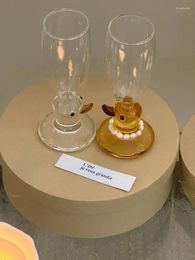 Wine Glasses Creative And Cute Animal Glass Water Cup Wearing Necklace Duck Fashion Champagne Drinking