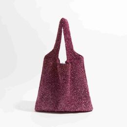 Shoulder Bags casual sequins knied women soulder bags Colorful Crocet lady andbags obos large capacity tote bag big sopper purses 2023H2421