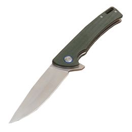 G2402 Flipper Folding Knife D2 Satin Drop Point Blade CNC Micarta Handle Outdoor Camping Hiking Fishing Ball Bearing Fast Open EDC Pocket Knives