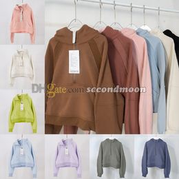 Women Lu Sport Hoodie Half Zipper Gym Coat Autumn Winter Yoga Sweatshirt Long Sleeve Designer Jacket