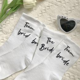 Party Decoration The Groom Bridal Socks Team Bride For Bachelorette Day Po Props Funny White Middle Tube Sock Wedding Gift