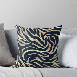 Pillow Elegant Navy Blue Gold Zebra Print Throw Luxury Case Decorative Christmas