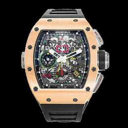 Womens Watch RM Wrist Watch Richardmilli Wristwatch RM11-02 18k Rose Gold Calendar Time Month Double Time Zone Clock RM1102