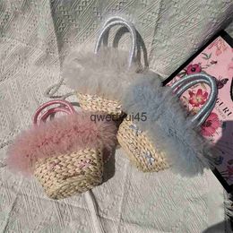 Shoulder Bags Fasion Fluffy Lace Flower Straw Women andbag Wicker Woven Lady and Raan Cains Soulder Crossbody Bag Small Tote PurseH2421