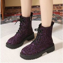 Other Shoes Womens Shoes 2023 Fashion Leopard Print Womens Boots New Cross-tied Hot Sale Round Toe Casual Platform Side Zipp Mid-CalfL2402