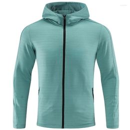 Men's Casual Shirts Autumn Outdoor Long Sleeved Hooded Jacket For Sport T-shirt Fitness Running Elastic Tops Breathable Cardigan Men Coat