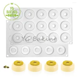 Baking Moulds Dorica 15 Cavity Coil Round Donut Design Silicone Mousse Mould DIY Pastry Dessert Chocolate Mould Cake Decorating Tools