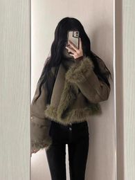 Women's Jackets Outwear Korean Fashion Warm Coat Women Casual Long Sleeve Elegant Chic Fur Y2k Slim Clothing Woman Design 2024 Spring