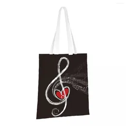 Shopping Bags Music Melody Note Reusable Grocery Folding Totes Washable Lightweight Sturdy Polyester Gift