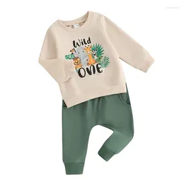 Clothing Sets Pudcoco Baby Boy First Birthday Outfit Long Sleeve Crew Neck Animal Letters Print Sweatshirt Sweatpants Infant Clothes 6-18M