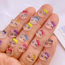 Craft Tools 50Pcs Cute Mini 8 10mm Little Shiny Transparency Cat Resin Flatback Ornament Jewelry Making Manicure Accessory