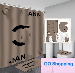 Wholesale Polyester Shower Curtain Double-Sided Waterproof and Mildew-Proof Bathroom Curtain Solid Color Letter Boho Hotel