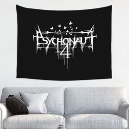 Tapestries Psychonaut 4 Logo Tapestry Hippie Polyester Wall Hanging Rock Death Metal Room Decor Beach Mat Mandala