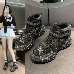 Dress Shoes High-end Rhinestone Glow-in-the-dark Bottom High Top All Lightweight Comfortable Non-slip Sports Breathable Wear Womens Shoes