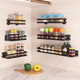 Kitchen Storage Organiser Shelf Wall Mount Bracket Holder Spice Jar Rack For Convenience Supplies