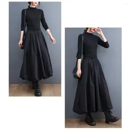 Skirts A-line Skirt Women's High Waist Maxi With Pockets Thick Warm Woollen Fashionable Winter Female Long All-day