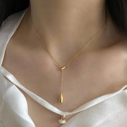 Torques Jiuzhou Titanium Steel Women's Necklace Water Drop Minimalist Collar Chain Light Luxury Fashion Necklace Y2K Jewelry Gift