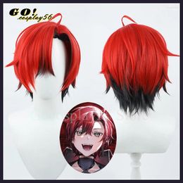 Party Supplies Machina X Flayon Cosplay Wig Holostars English TEMPUS YouTuber Black Red Short Hair Virtual Idol Role Play Vtuber Headwear