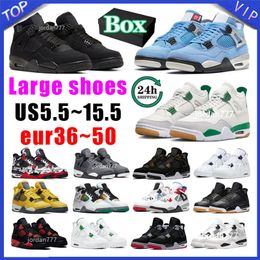 Große Größe mit Box Basketballschuhen für Männer Frauen schwarze Katze 4s Militärsegel rotes Zement gelber Donner weißer Oreo coole graue Blaue Universität Seafoam Herren Sportarten