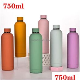 Tumblers 750Ml Insated Cup Double-Layer Stainless Steel Vacuum Flask Thermos Water Bottle Large-Capacity Outdoor Sports Tumbler Aa Dro Dhlql