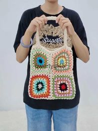 Shoulder Bags Casual Knied Granny Square Small Tote Bag Crocet Women andbags Boemian Soulder Woven Summer Beac Sopper Purse 2022H2421