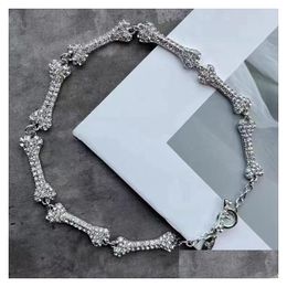 Pendant Necklaces Skeleton Necklace Pearls Diamond Rhombus Tennis Woman Sier Chains Vintage Trendy Style Drop Delivery Jewellery Pendan Dhdys
