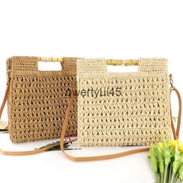 Shoulder Bags Bamboo andle Design straw bag andwoven Women andbag vintage tote Ladys Woman Soulder Messenger BagH2421