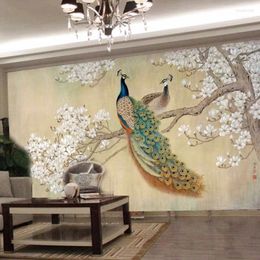 Wallpapers Custom Murals 3D Stereo Peacock Po Living Room Home Decor Wall Papers Landscape Papel De Parede Para Quarto EM